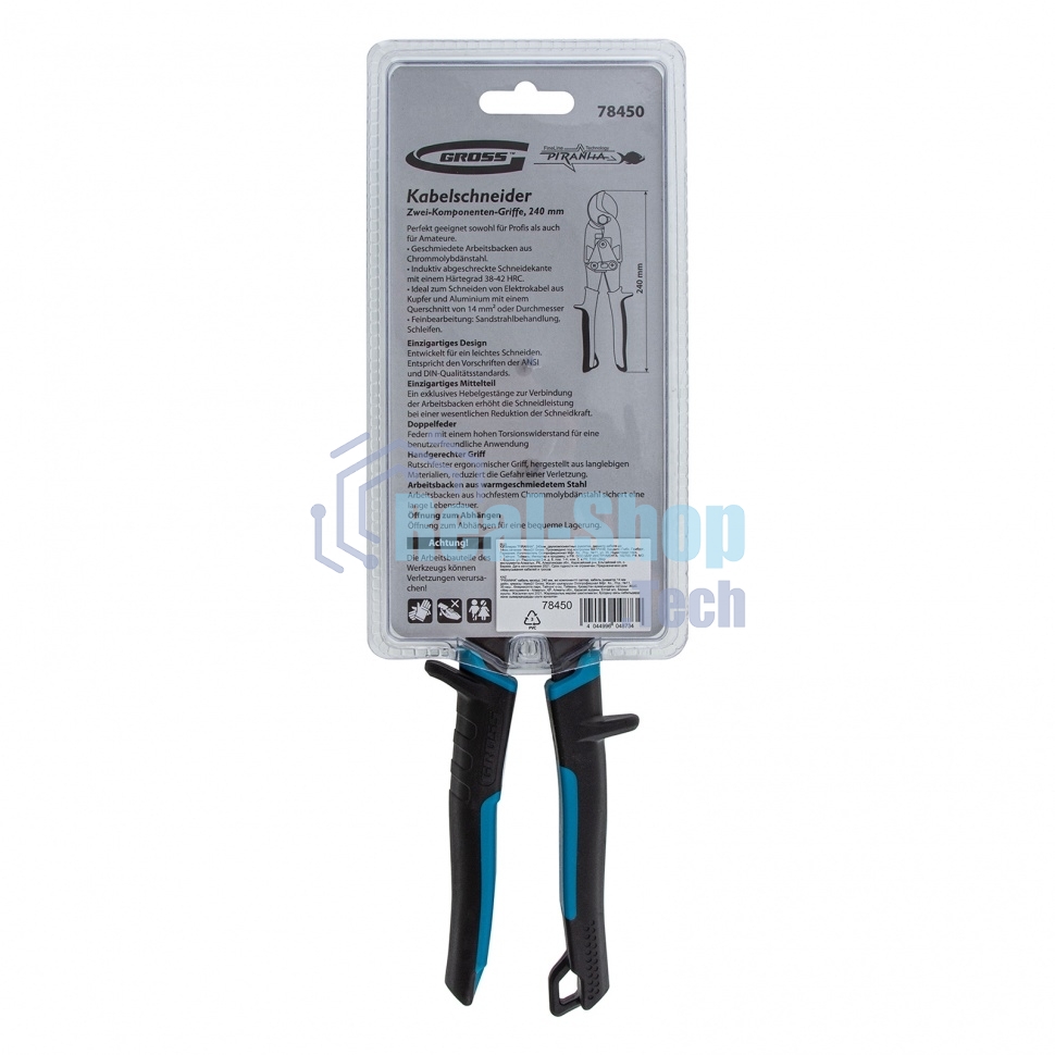 Кабелерез Gross 78450 piranha 240мм двухкомпонентные рукоятки диаметр кабеля до 14 мм