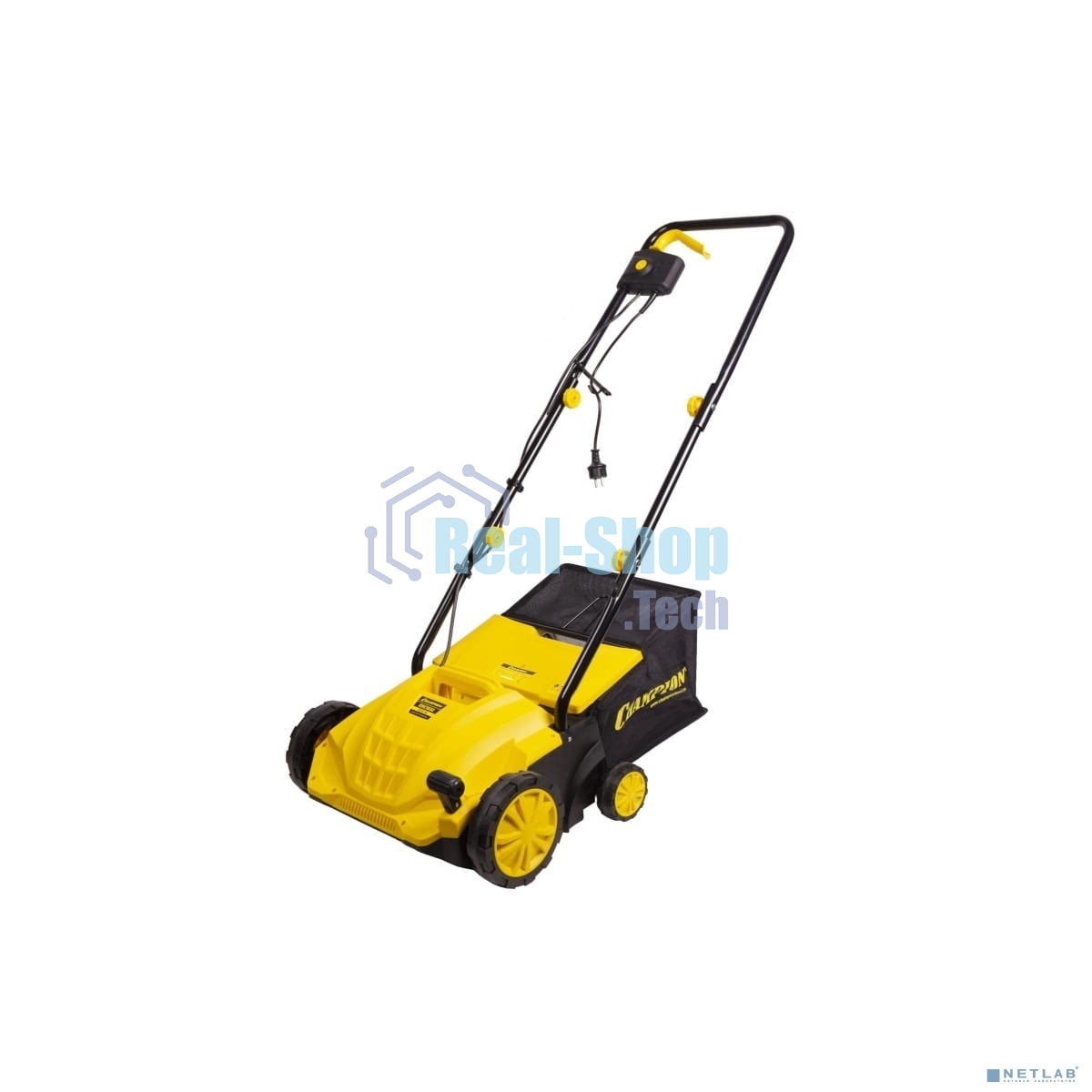 Скарификатор электрический Champion ESC1532 Мощность двигателя 1500 Вт, Напряжение сети 230,50 В, Гц, Вес c травосборником 9,3 кг, Ширина обработки 320 мм, Высота аэрации -4/0/+4/+12 мм, Высота скарификации -12/-8/-4/+4 мм, Тип/объем травосборника ткань/3