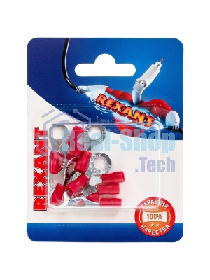 Наконечник кольцевой Rexant изолированный, ø6.5 мм, 0.5-1.5 мм², НКи 1.5-6/НКи 1,25-6/RV1.25-6, красный, в упак. 10 шт.