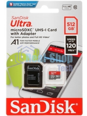 Флеш карта microSD 512Gb SanDisk microSDXC Class 10 Ultra UHS-I A1 140Mb/s