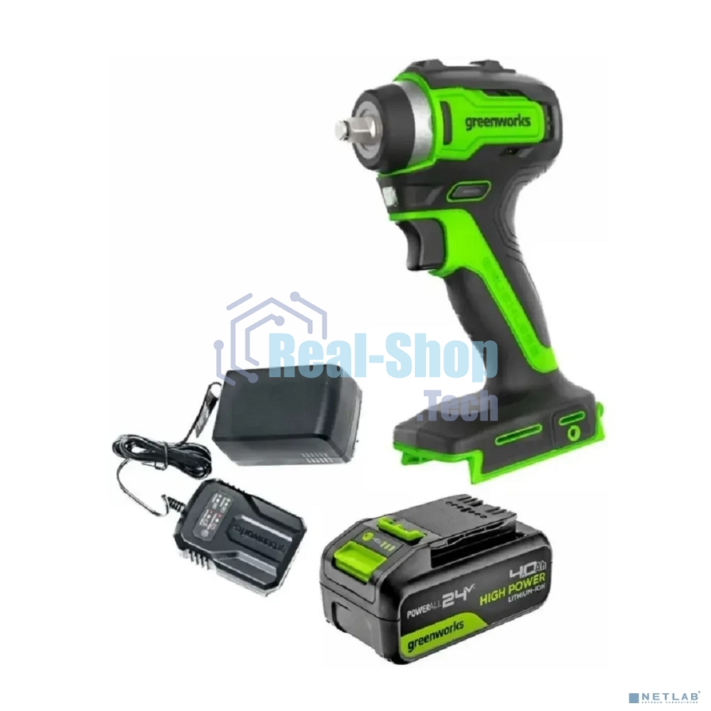 Гайковерт Greenworks G24IW200 аккум. патрон:квад.3/8