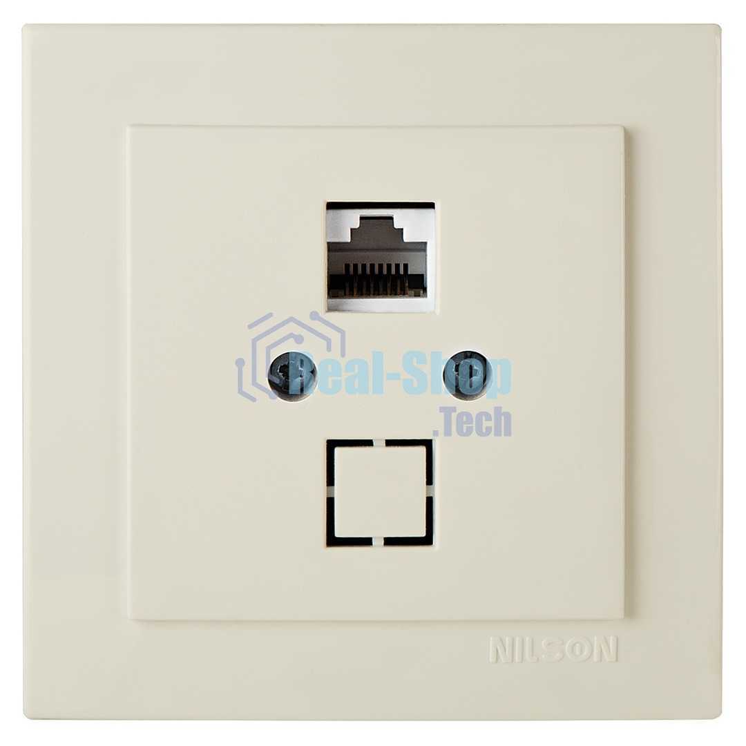 Nilson Роз. компьютерная 1-местн. СУ, (RJ45 CAT5), ТУРАН (TOURAN), кремовый (24121044)