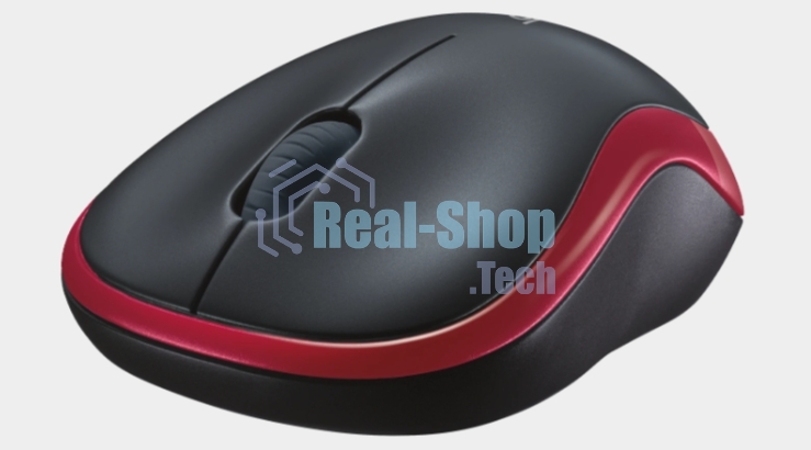 Мышь беспроводная Logitech M185, красный, 1000 dpi, радиоканал, USB, кнопки - 3