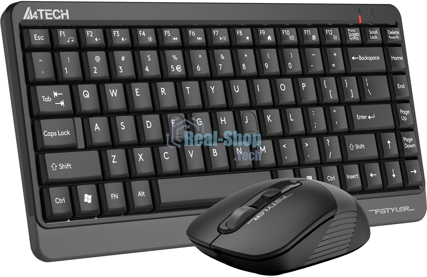 Комплект клавиатура+мышь A4Tech FStyler FG1110 беспроводной, USB, 2000 DPI, чёрный/серый