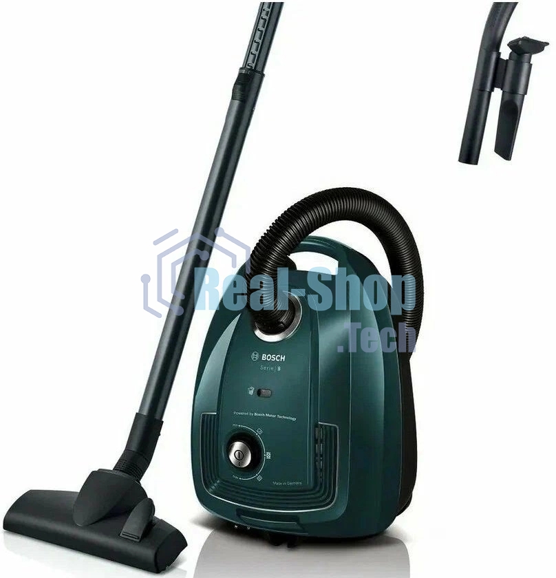 Пылесос Bosch BGL38WBU3H темно-зеленый, 1700 Вт, уборка сухая, пылесборник мешок 4 л
