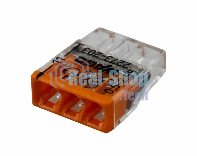 Клемма 3х(0.5-2.5мм) 3-х проводн. для распред. короб. (без п) WAGO 2273-203