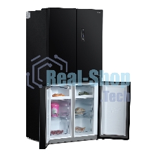 Холодильник Hyundai CM5005F черное трехкамерный 310/156л морозилка сбоку, Total No Frost, Side by Side