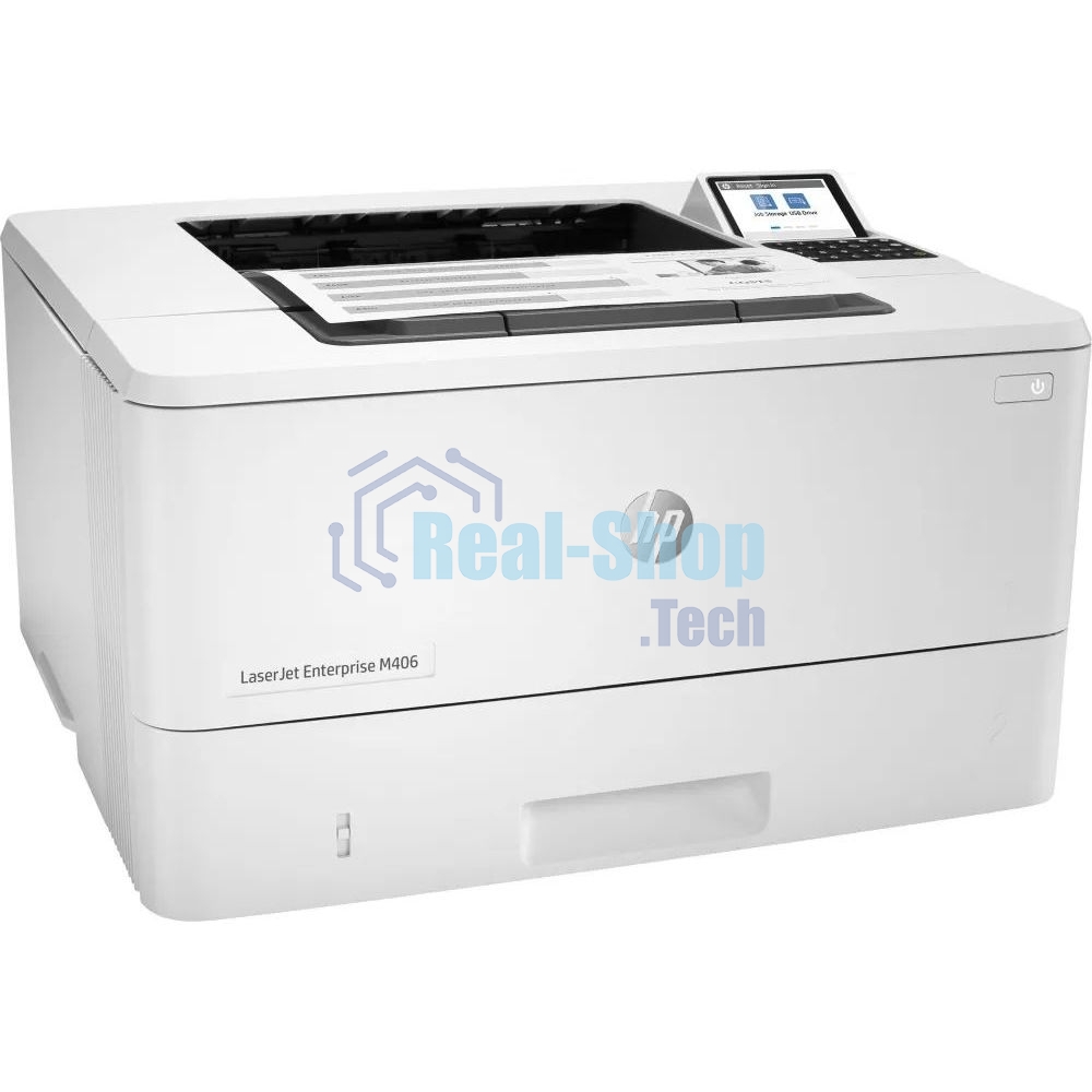Принтер лазерный HP LaserJet Enterprise M406dn (3PZ15A), A4, ч/б, печ. до 40 стр/мин., 1200 x 1200 dpi, USB, RJ-45, Air Print, Mopria