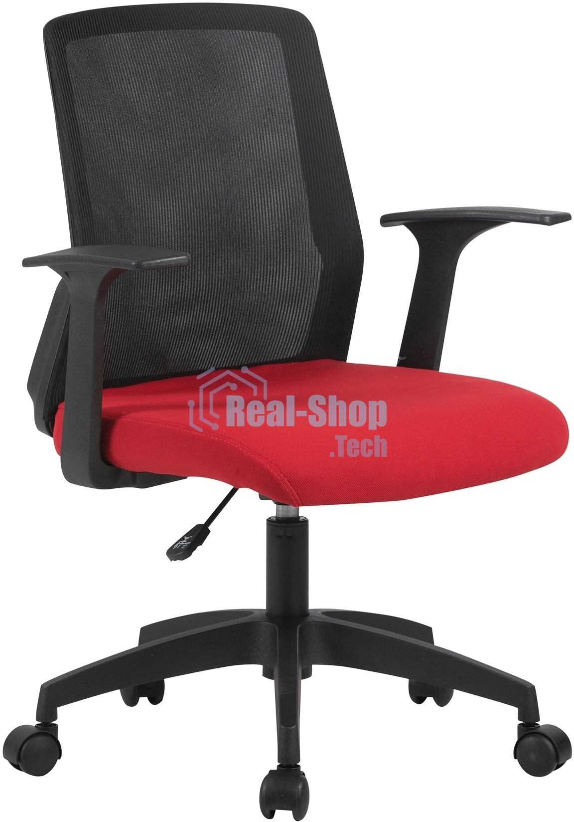 Кресло компьютерное Cactus CS-MC222-BKRD черный, сиденье темно-красный, сетка/ткань, низк.спин. крестов. пластик, пластик черный