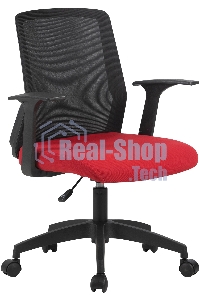 Кресло компьютерное Cactus CS-MC222-BKRD черный, сиденье темно-красный, сетка/ткань, низк.спин. крестов. пластик, пластик черный