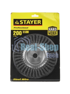 Кордщетка STAYER 35120-200дисковая для УШМ плетенные пучки проволоки 0.5мм 200мм/22мм