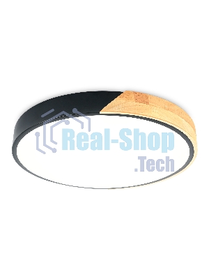 Потолочный светодиодный светильник Ambrella light FZ1305 BK/LW черный/светлое дерево 36W 5000K D400*50 (без ПДУ)