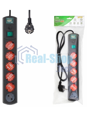 Сетевой фильтр Most LRG 3 м (6 розеток) черный (пакет ПЭ)