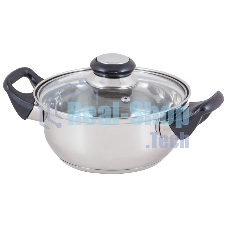 Кастрюля Mallony из нерж стали с крышкой (стекло) BAK-01, 1,4 л, ручки - бакелит, без ТМ