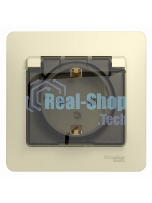 Розетка 1-м СП Glossa 16А с защ. крышкой защ. шторки с заземл. в сборе IP20 беж. SchE GSL000246