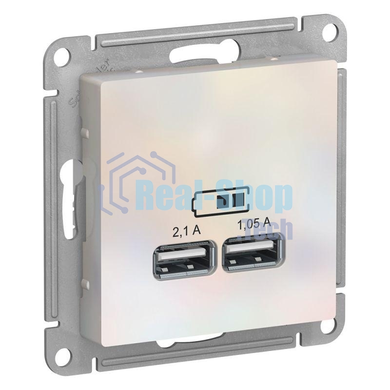 Механизм розетки USB AtlasDesign 5В 1порт х 2.1А 2порта х 1.05А жемчуг SchE ATN000433