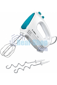 Миксер Bosch MFQ2210D, 375 Вт, белый/ голубой, 4 скорости+ импульс.режим, 2 крюка+ 2 венчика