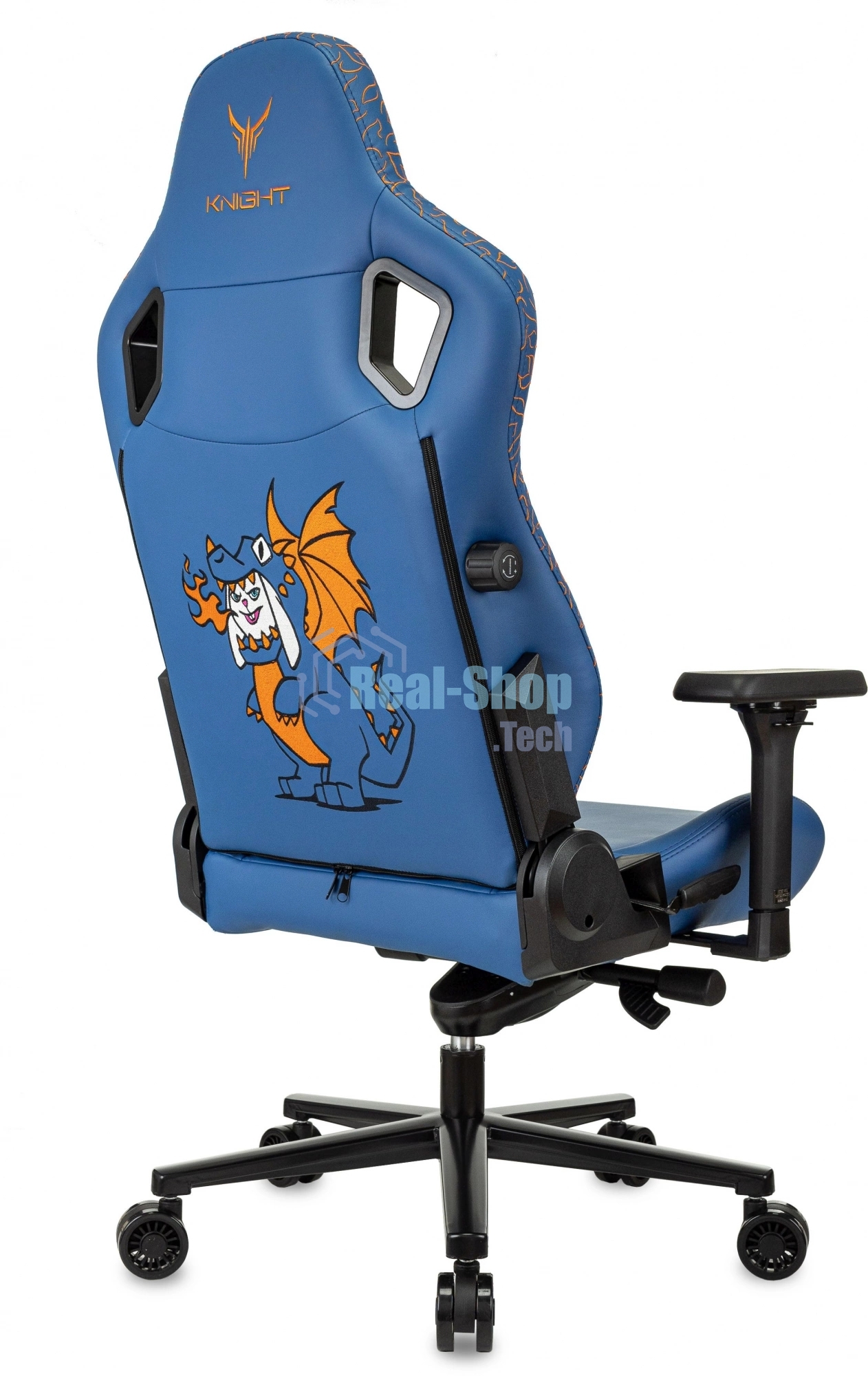 Кресло игровое Knight Craft Dragon синий эко.кожа крестов. металл