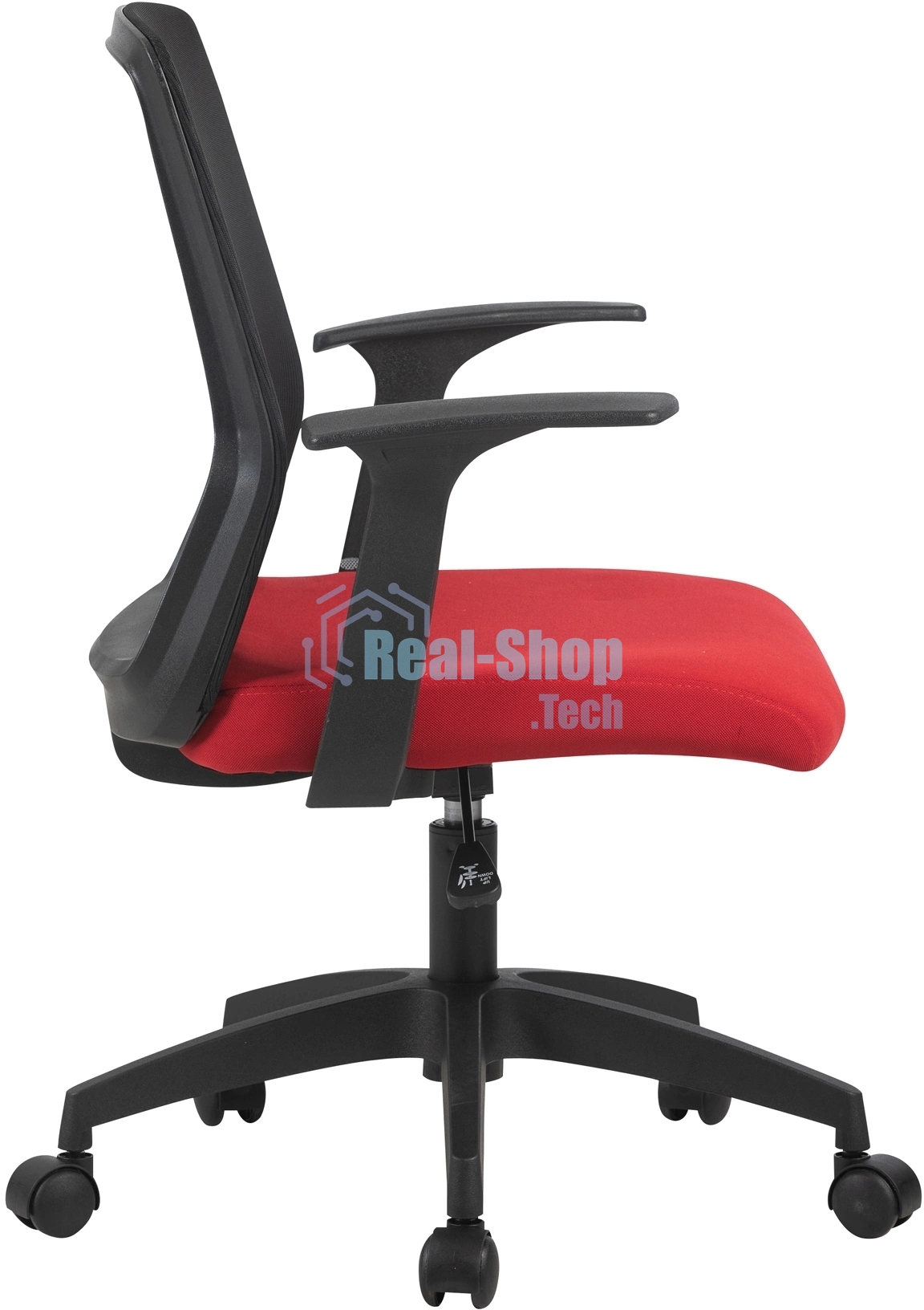 Кресло компьютерное Cactus CS-MC222-BKRD черный, сиденье темно-красный, сетка/ткань, низк.спин. крестов. пластик, пластик черный