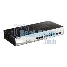 Коммутатор настраиваемый L2 PoE-коммутатор, 8x1000Base-T PoE, 2х1000Base-X SFP, PoE-бюджет 65 Вт, упрощенный интерфейс CLI