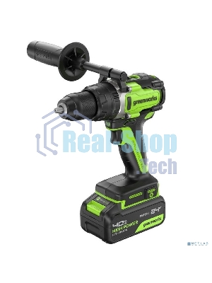 Дрель-шуруповерт аккумуляторная Greenworks GD24DD140 24V, 70/140Нм,Anti-kickback,2х4Ач,ЗУ,кор 3707607CUD