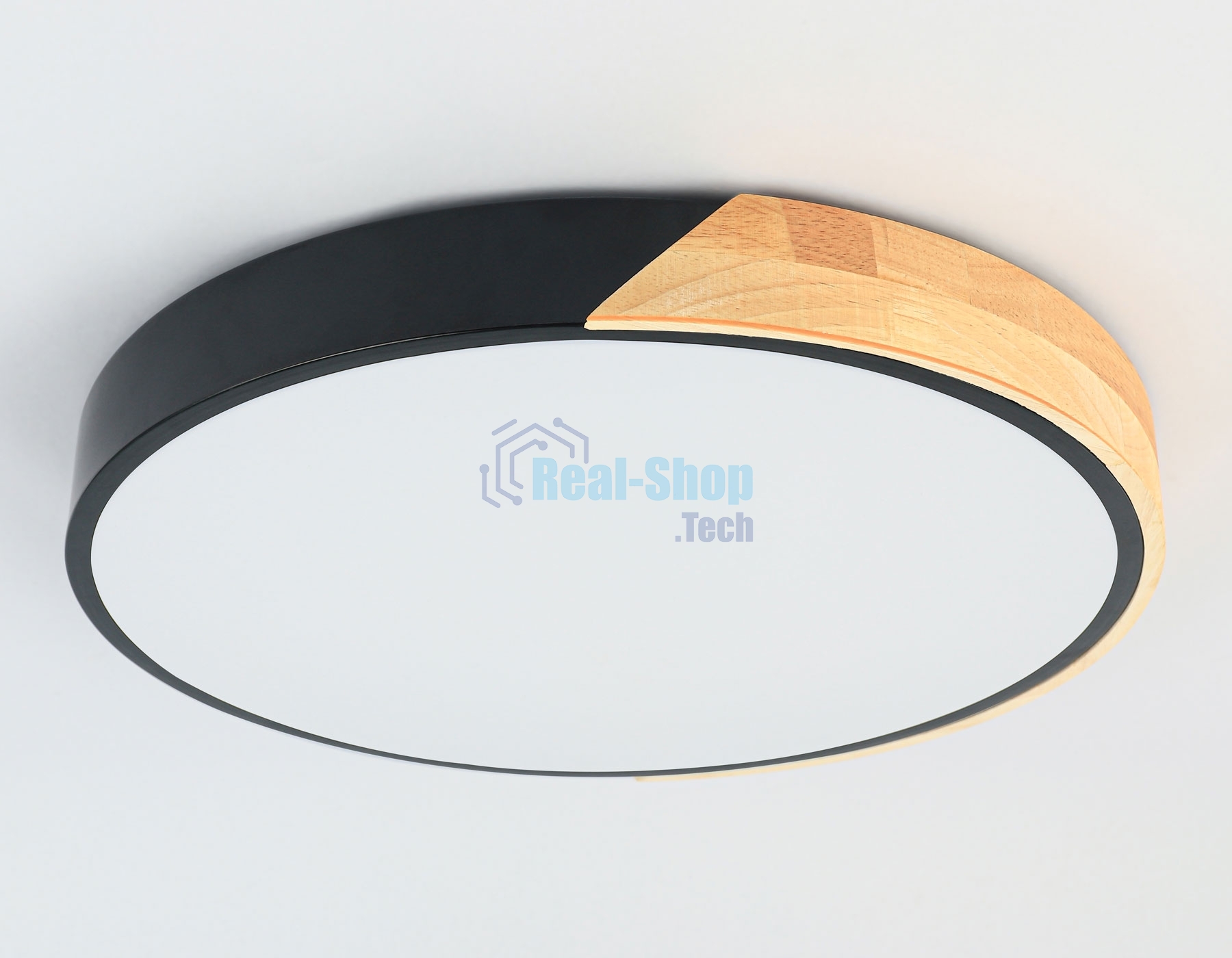 Потолочный светодиодный светильник Ambrella light FZ1305 BK/LW черный/светлое дерево 36W 5000K D400*50 (без ПДУ)