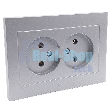 Ovivo Розетка 2-ая б/з ГРАНО (GRANO),  серебро, 400-100300-908