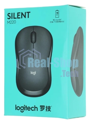 Мышь беспроводная Logitech M220 SILENT черный/серый, 1000 dpi, радиоканал, USB, кнопки - 3