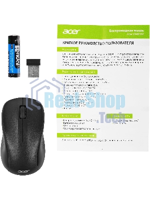 Мышь беспроводная Acer OMR302 черный, 1200 dpi, радиоканал, USB, кнопки - 3