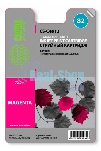 Картридж струйный Cactus CS-C4912 №82 пурпурный (72 мл) для HP Design Jet 500/800C