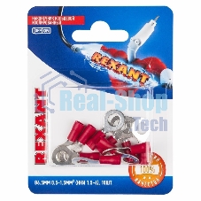 Наконечник кольцевой Rexant изолированный, ø6.5 мм, 0.5-1.5 мм², НКи 1.5-6/НКи 1,25-6/RV1.25-6, красный, в упак. 10 шт.