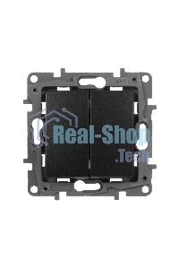 Выключатель двухклавишный, автоматические клеммы, Etika, 10AX, 250В~, антрацит Выключатель двухклавишный, автоматические клеммы, Etika, 10AX, 250В~, антрацит