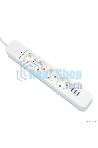 Сетевой фильтр Гарнизон 2.0 Мультипорт EPS-4-U3-W-2, 4 р, 10А, 3xUSB, 2 м, ур.защиты 2+, белый, пакет