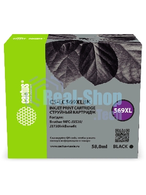 Картридж струйный Cactus CS-LC569XLBK (569XL) черный (58 мл) для Brother MFC-J3520/J3720InkBenefit