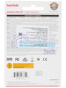 Флешка USB Sandisk CZ430 ULTRA FIT (SDCZ430-256G-G46), 256Gb, USB 3.1, R/W 130/40, черный