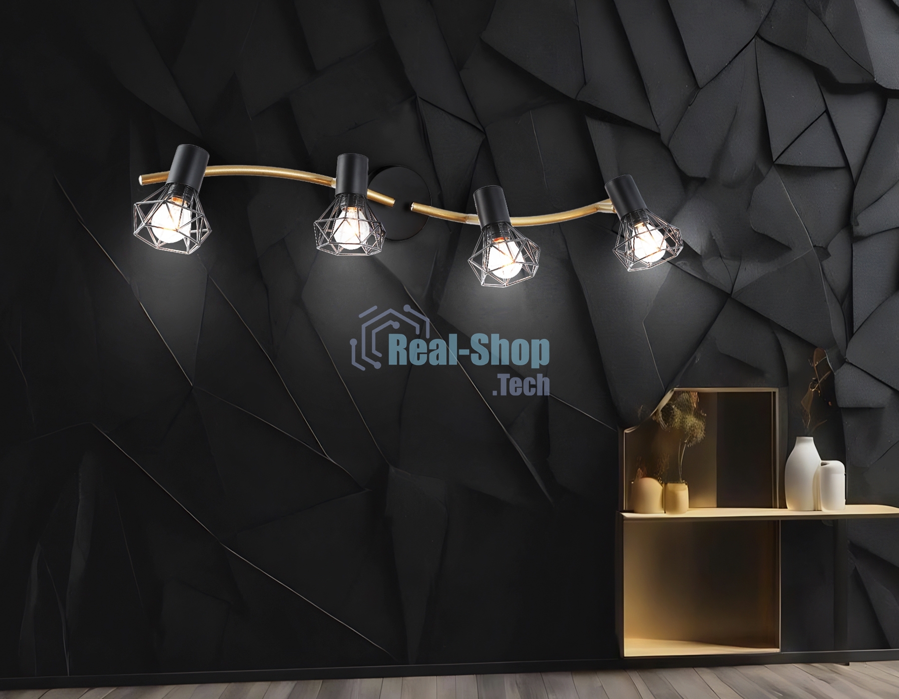 Светильник Ambrella light TR8658/4 BK/GD черный/золото E14/4 max 60W 750*100*185