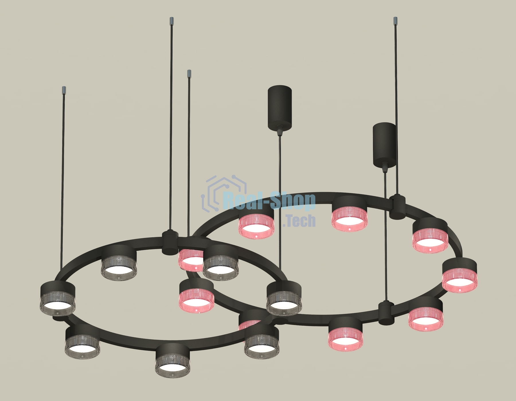 Светильник Ambrella light XR92091310/16 SBK/PI/BK черный песок/розовый/тонированный GX53 (A9209, C9242, C9238, N8486, N8484)