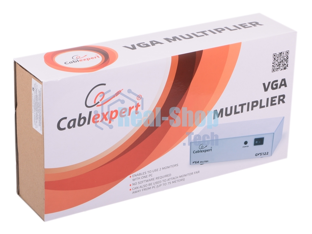 Разветвитель GVS122 Разветвитель сигнала VGA на 2 монитора (Gembird)
