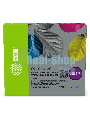 Картридж струйный Cactus CS-LC3617C голубой (14 мл) для Brother MFC-J2330DW/J2730DW/J3530DW/J3930DW