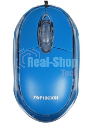 Мышь проводная Гарнизон GM-100B синий, 1000 dpi, USB, кнопки - 3