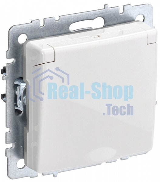 Розетка с з/к/ш с кр. 16А IP44 РСбш10-3-44-БрБ белый IEK BRITE