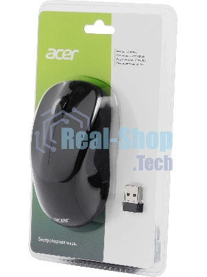 Мышь беспроводная Acer OMR302 черный, 1200 dpi, радиоканал, USB, кнопки - 3