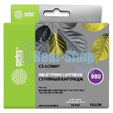 Картридж струйный Cactus CS-LC980Y желтый (16 мл) для Brother DCP-145C/165C MFC-250C/290C