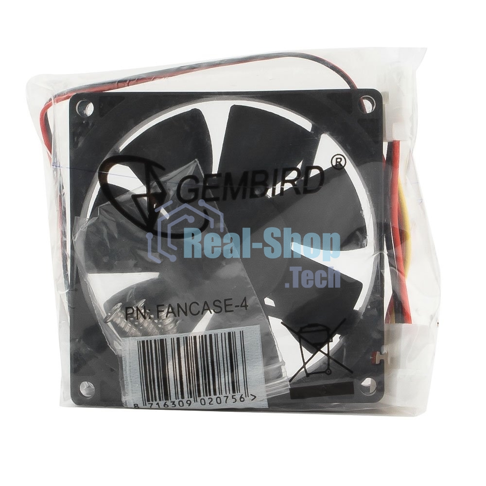Вентилятор для корпуса Gembird FANCASE-4 черный, 80 мм, 2600 об/мин, 27 дБ, 4 pin
