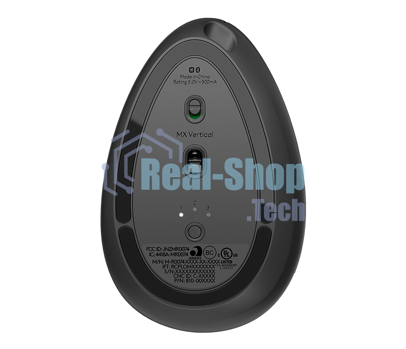 Мышь беспроводная/проводная Logitech MX Vertical графитовый, 4000 dpi, радиоканал, Bluetooth, USB, кнопки - 6