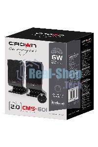 Акустическая система CROWN CMS-601 (USB, 6W; управление громкостью, разъем для наушников, кнопка включения, Длина кабеля между колонками 1м;Длина аудио-кабеля и питания 2м.)