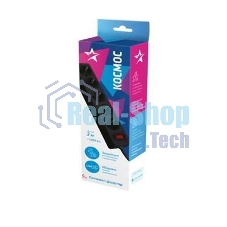 Удлинитель с сетевым фильтром Космос 5х3 м с заземл. 10А IP20 2.2 кВт 3х0.75 индикатор сети черный