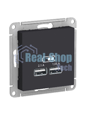 Карбон Розетка USB, 5В, 1 порт x 2,1 А, 2 порта х 1,05 А, механизм ATN001033 Schneider Electric