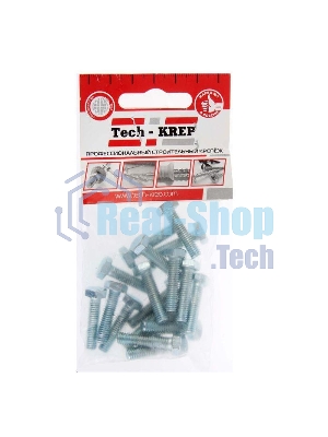 Болт М6х16 с шестигранной головкой цинк. DIN 933 (уп.20шт) класс прочности 8.8. пакет Tech-Krep 102956