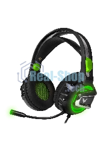 Гарнитура проводная игровая Crown CMGH-3002 черный/зеленый